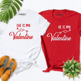 She Is My Valentine He Is My Valentine Couple Shirt